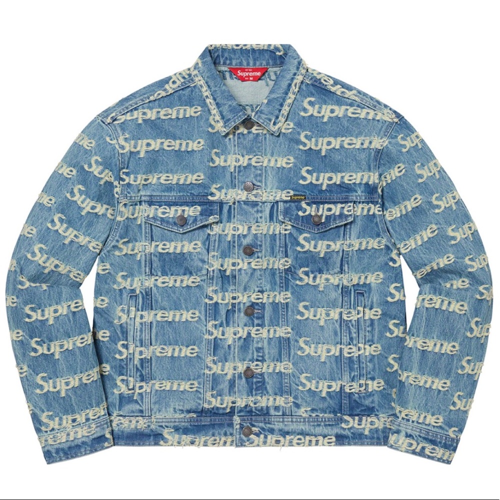 Supreme® Frayed Logos Denim Trucker Jacket